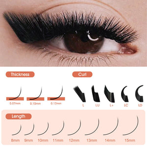 Pestañas postizas Natuhana® en forma de L, longitudes mixtas de 8-15 mm, de PBT suave
