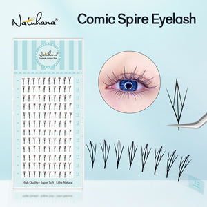 Накладные ресницы Natuhana® Comic Spire естественные, мягкие в стиле манга, готовые пучки