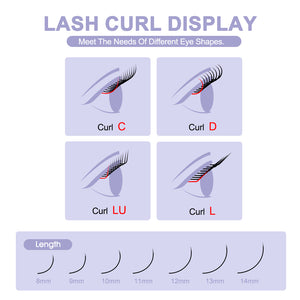 Blue+Purple YY Shape Premade Volume Fan Lashes