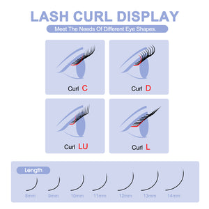 Blue+Black YY Shape Premade Volume Fan Lashes