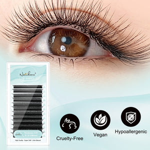Natuhana® Pestañas de Volumen Prearmadas 3D Camelia en Forma de W