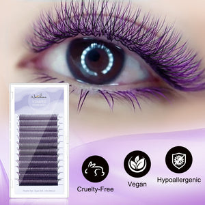 Purple+Black YY Shape Premade Volume Fan Lashes