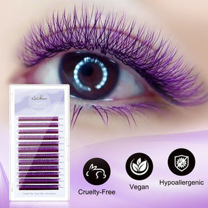 Purple YY Shape Premade Volume Fan Lashes