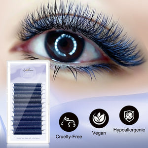 Blue+Black YY Shape Premade Volume Fan Lashes