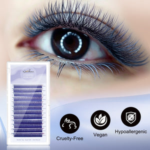 Blue+Purple YY Shape Premade Volume Fan Lashes