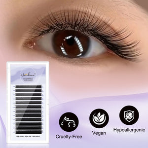 U-Shape 3D W Premade Volume Fan Lashes | 12 Rows