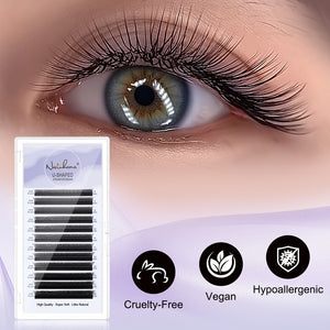 U-Shape Double 3D W Premade Volume Fan Lashes | 12 Rows