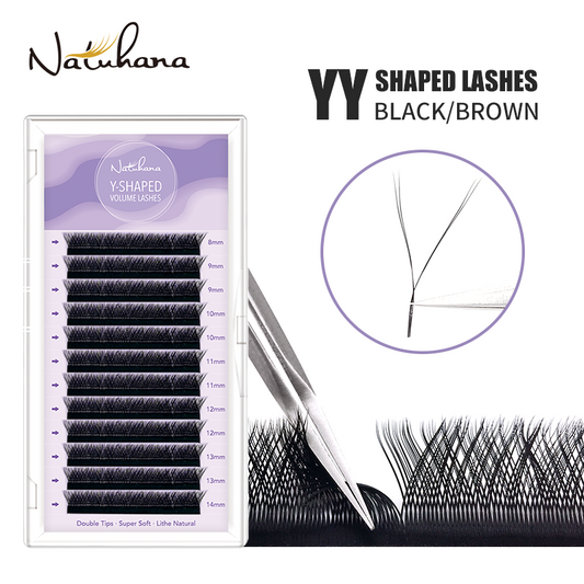 Black YY Shape Eyelash Extensions 12 Rows