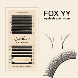 NATUHANA Fox YY-Shape premade volume fan lashes 4D 0.07mm D curl 8-13mm