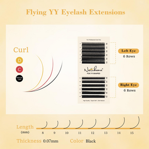 Fox YY-Shape lash extensions close-up showing Y-shaped root and forked tips