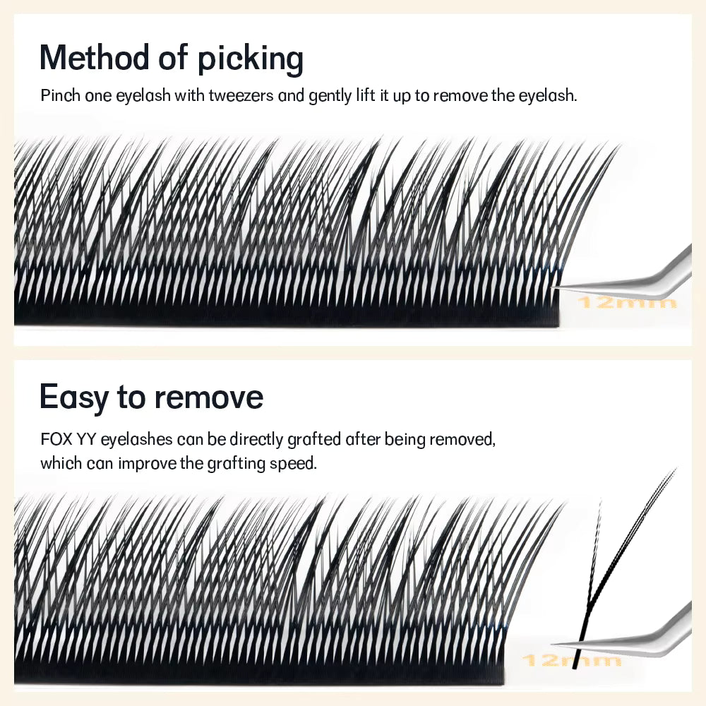 Natuhana® Fox YY Shaped Eyelashes Extensions Matte Black Natural Soft Y