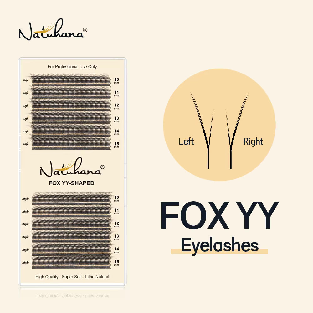 Natuhana® Fox YY Shaped Eyelashes Extensions Matte Black Natural Soft Y