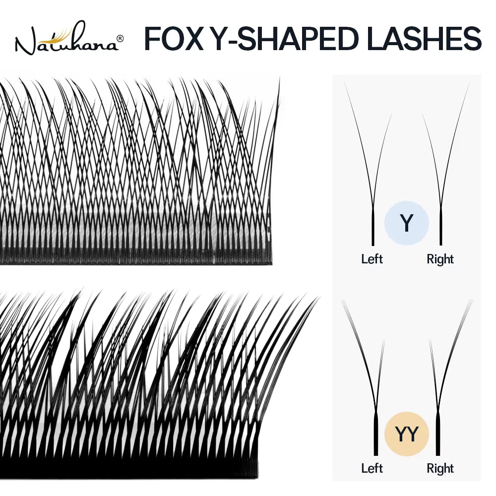 Natuhana® Fox YY Shaped Eyelashes Extensions Matte Black Natural Soft Y