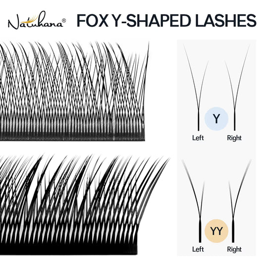 Natuhana® Fox YY Shaped Eyelashes Extensions Matte Black Natural Soft Y