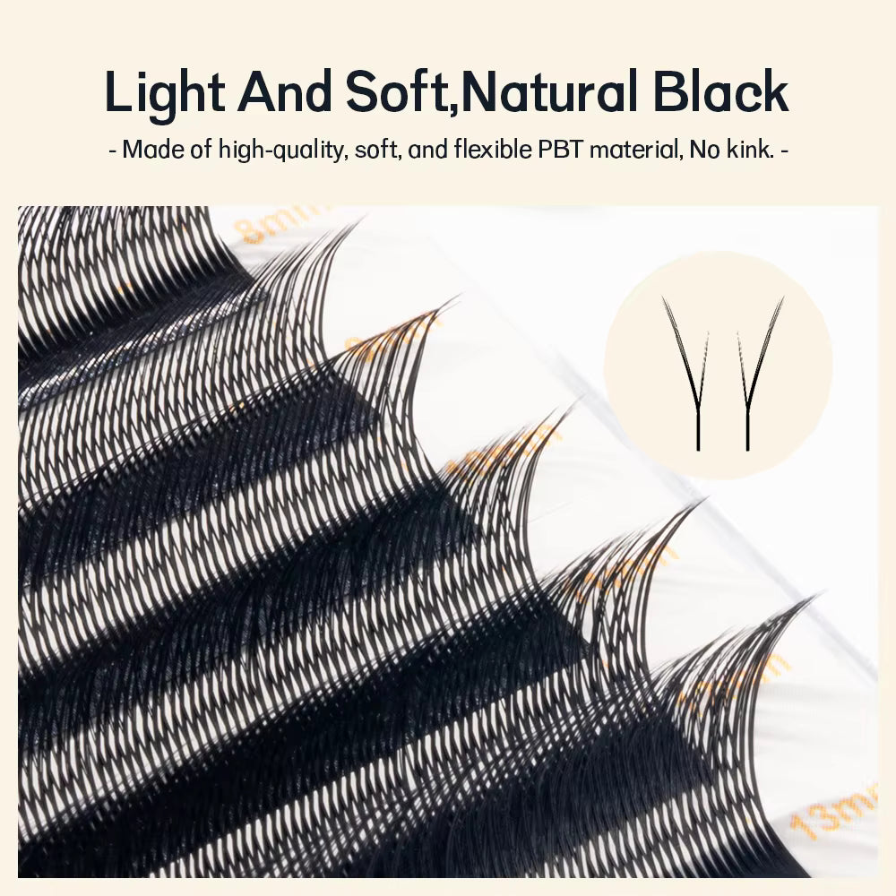 Natuhana® Fox YY Shaped Eyelashes Extensions Matte Black Natural Soft Y