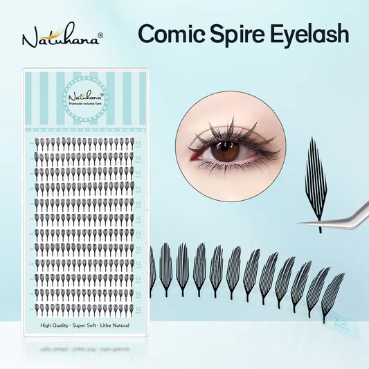 Накладные ресницы Natuhana® Comic Spire естественные, мягкие в стиле манга, готовые пучки