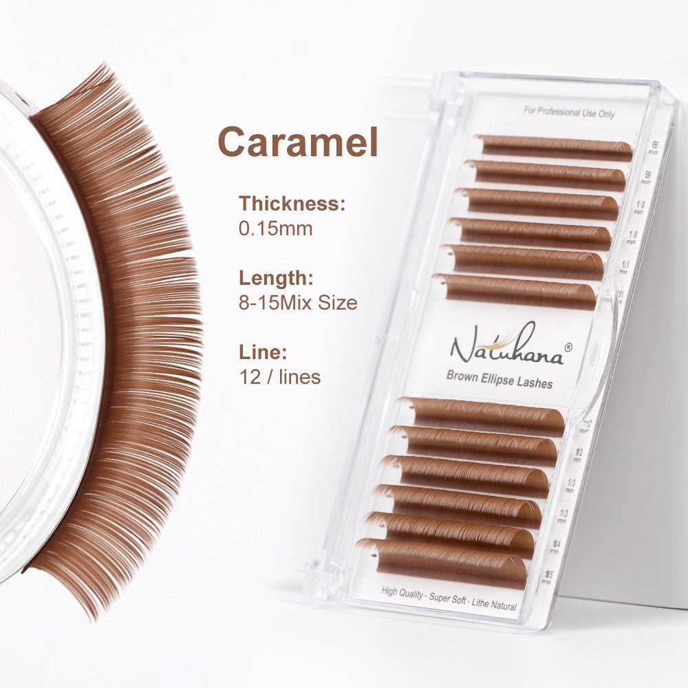 Caramel Ellipse Shape Eyelashes( Mix8-15mm / 12Rows)