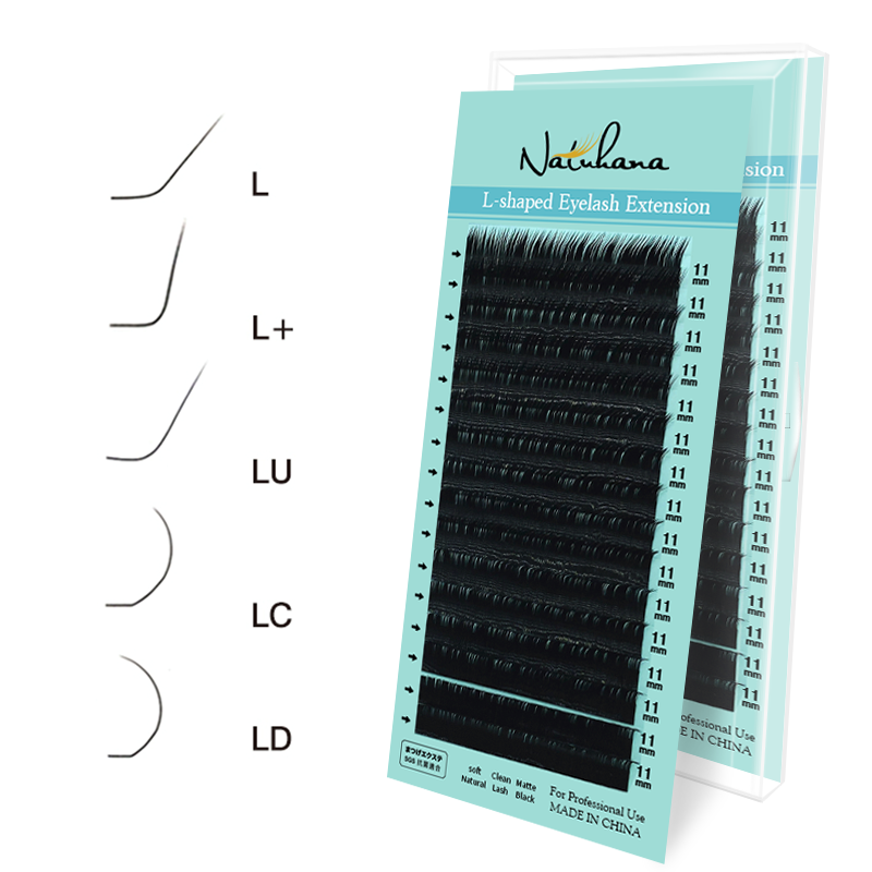 Natuhana® Pestañas de racimo mixto 8-15 negro mate PBT Pestañas L LC LD LU