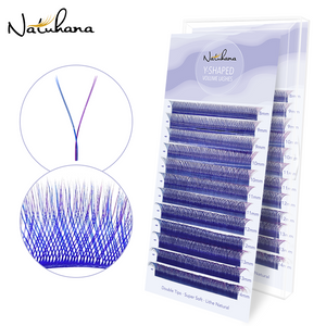 Blue+Purple YY Shape Premade Volume Fan Lashes