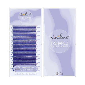 Blue+Purple YY Shape Premade Volume Fan Lashes