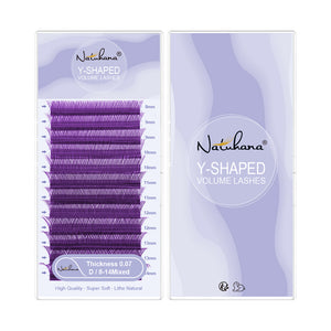 Purple YY Shape Premade Volume Fan Lashes