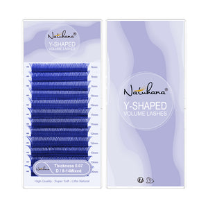 Blue YY Shape Premade Volume Fan Lashes