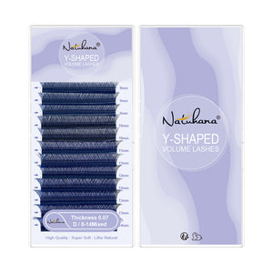Blue+Black YY Shape Premade Volume Fan Lashes