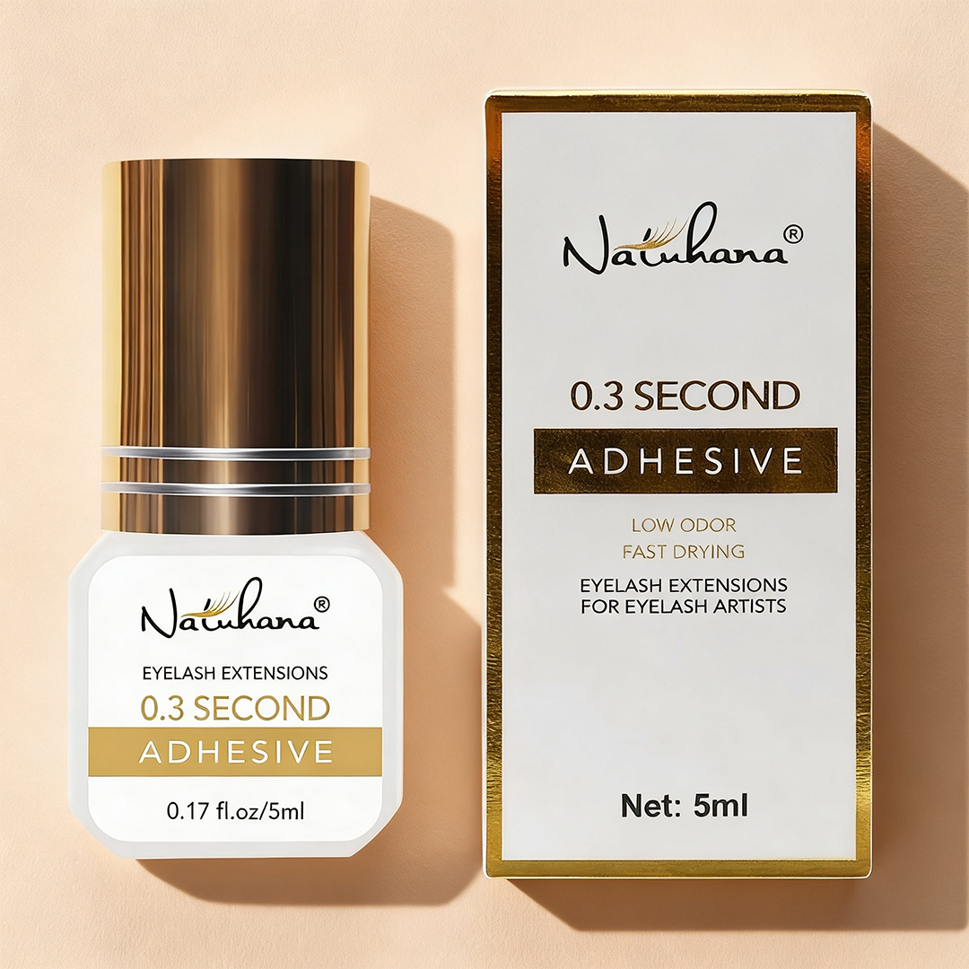 NATUHANA 0.3S ultra-fast black lash adhesive 5ml bottle front view professional eyelash extension glue