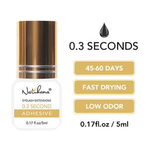 NATUHANA 0.3S ultra-fast drying black lash adhesive 5ml gold bottle for professional eyelash extensions low odor