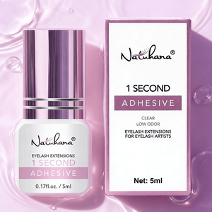 NATUHANA 1S clear lash adhesive 5ml bottle and packaging for seamless invisible eyelash extensions professional use