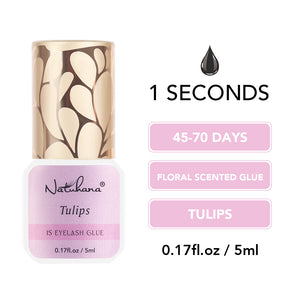 NATUHANA 1S floral scented eyelash adhesive features tulip fragrance and 45-70 days retention for professional lash artists
