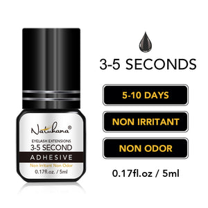 NATUHANA 3-5S odor-free lash glue features non-irritating formula and 5-10 days retention suitable for sensitive eyes