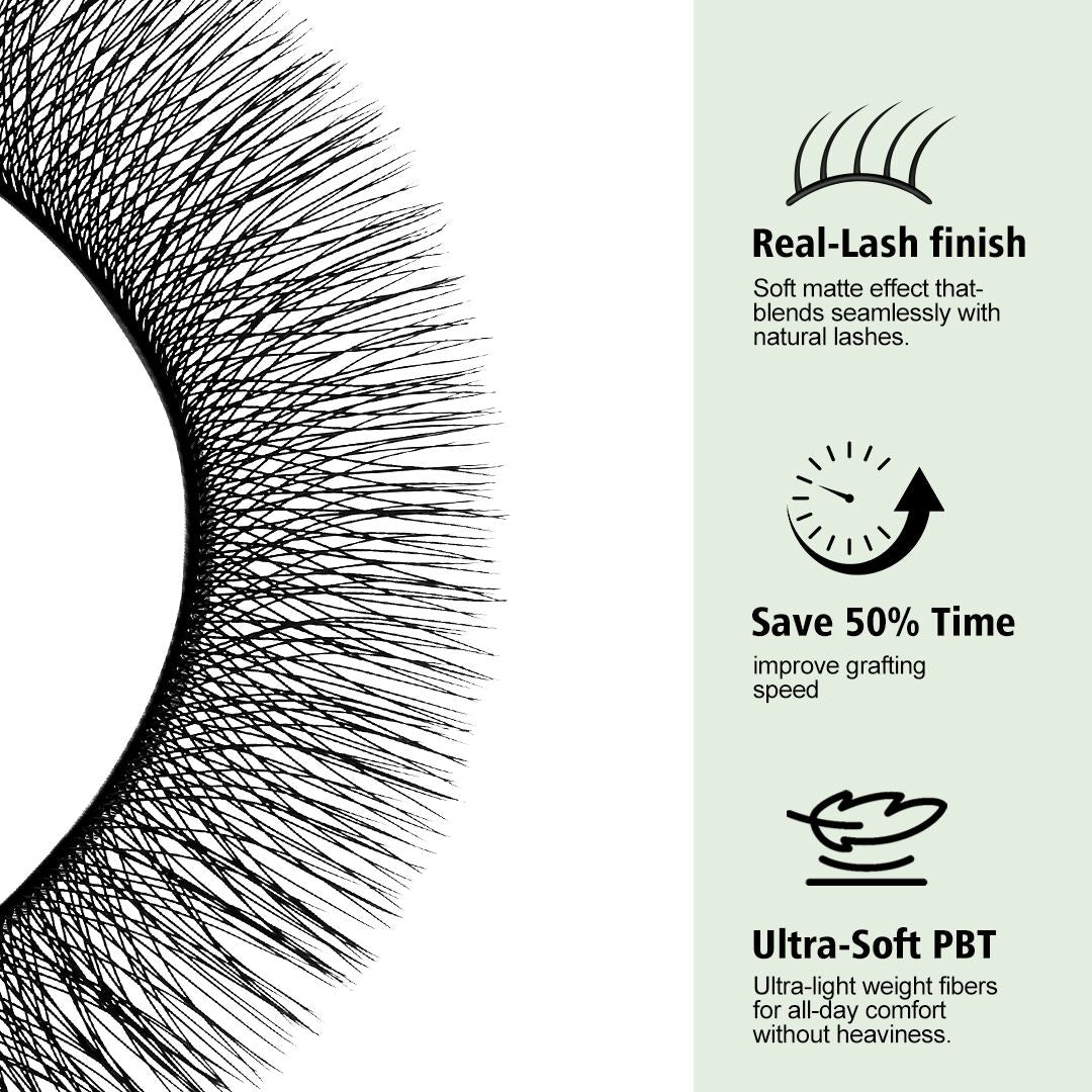 NATUHANA 3D W-shaped eyelash extensions 0.07mm C curl 8-14mm mixed lengths super soft synthetic silk lashes for professional lash artists