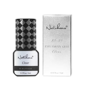 NATUHANA UV clear eyelash extension adhesive 5ml packaging with UV/LED curing formula for professional lash artists
